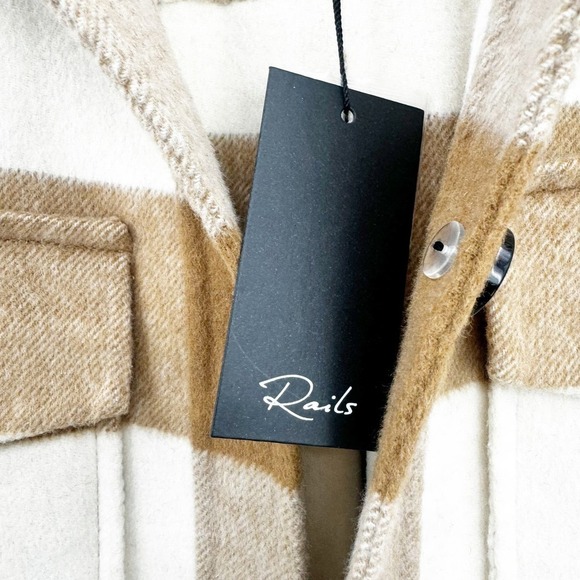 Rails Jaro Coat Ivory Camel Buffalo Check Wool Blend Size L NWT - Picture 5 of 14